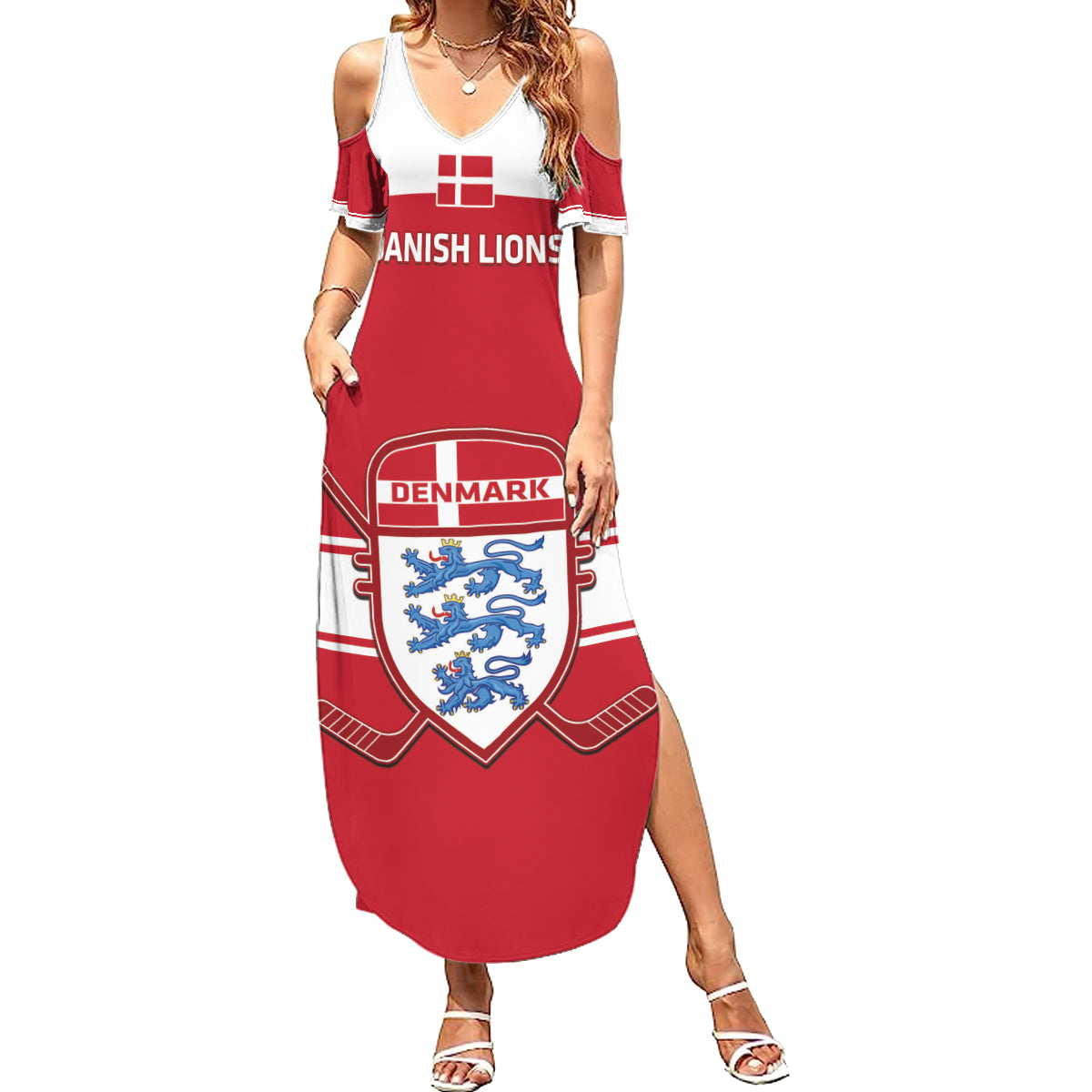 Custom Denmark Hockey Summer Maxi Dress Go Danish Lions - Wonder Print Shop