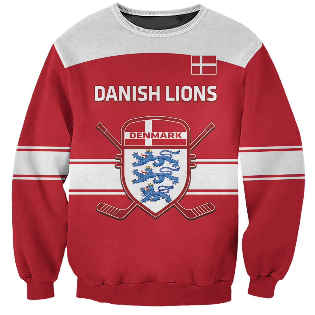 Custom Denmark Hockey Sweatshirt Go Danish Lions - Wonder Print Shop