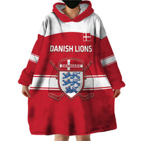 Custom Denmark Hockey Wearable Blanket Hoodie Go Danish Lions - Wonder Print Shop