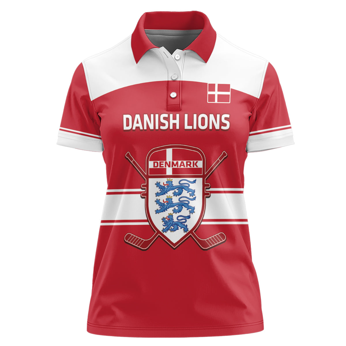Custom Denmark Hockey Women Polo Shirt Go Danish Lions - Wonder Print Shop