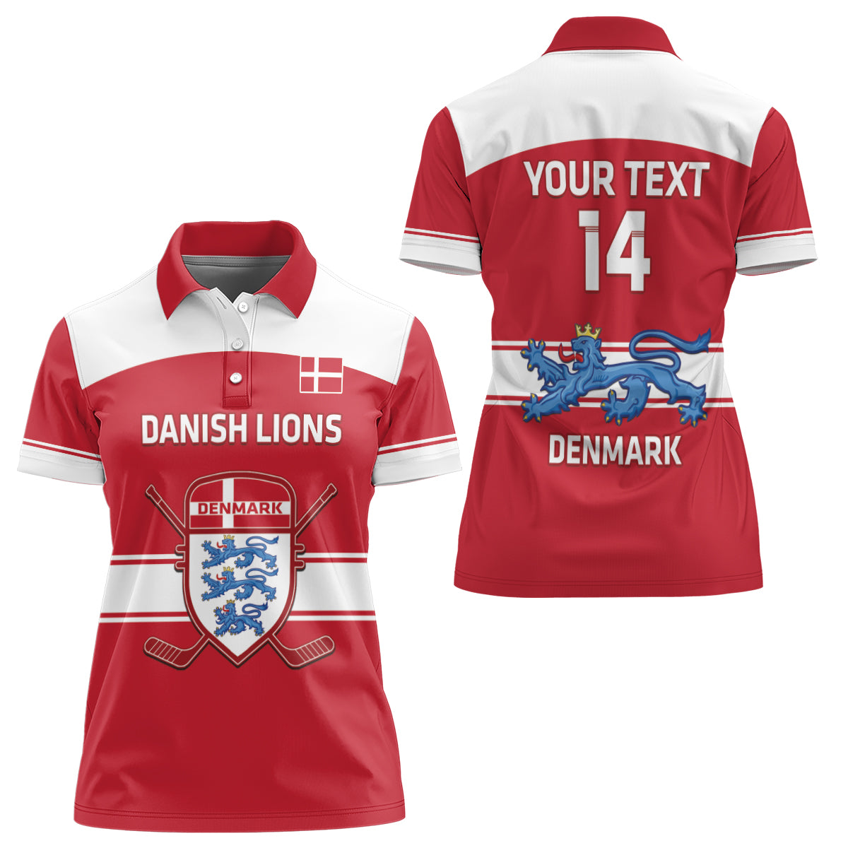 Custom Denmark Hockey Women Polo Shirt Go Danish Lions - Wonder Print Shop