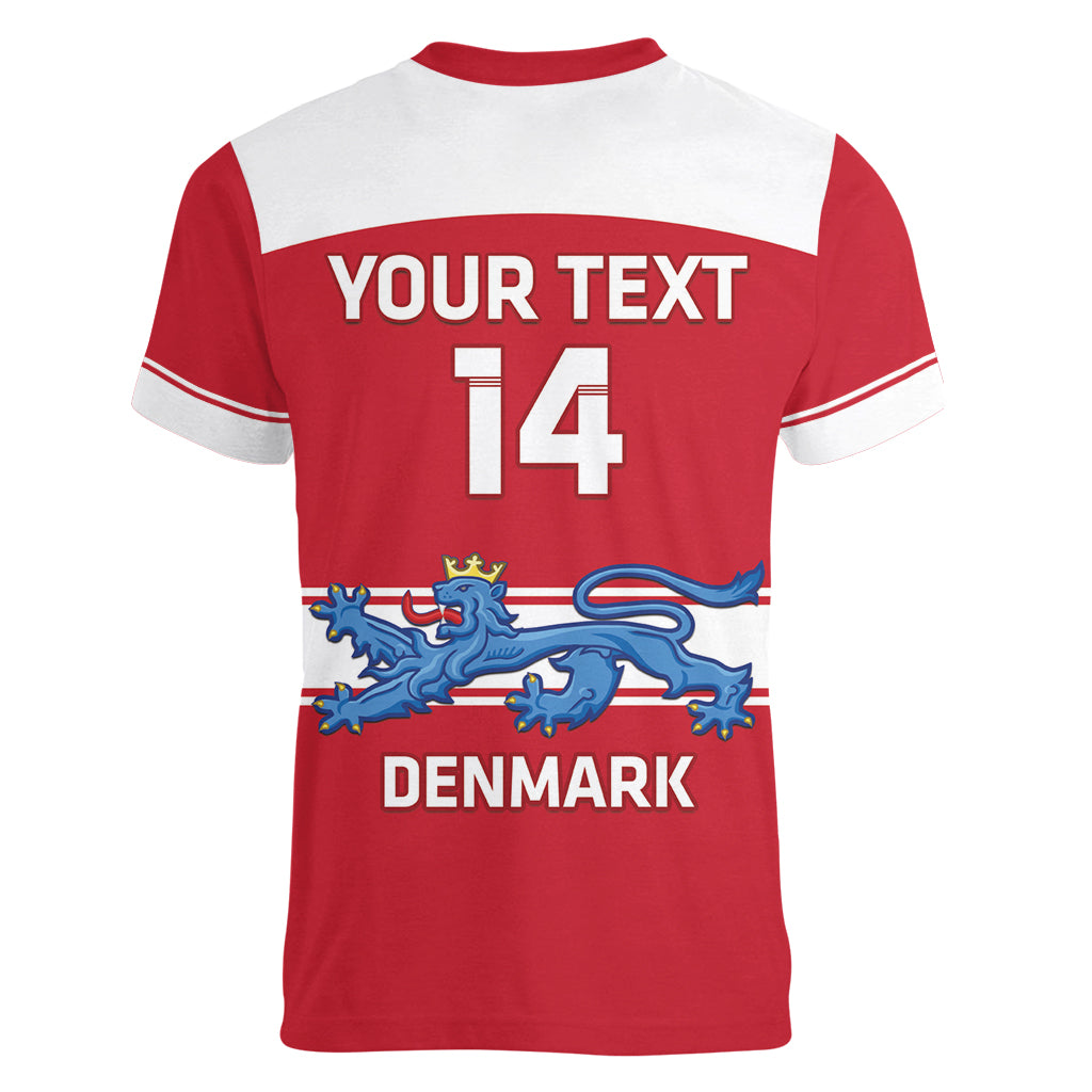 Custom Denmark Hockey Women V-Neck T-Shirt Go Danish Lions - Wonder Print Shop