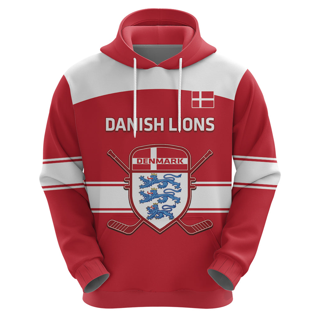 Custom Denmark Hockey Zip Hoodie Go Danish Lions - Wonder Print Shop