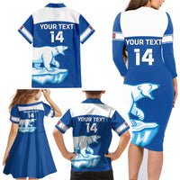 Custom Norway Hockey Family Matching Long Sleeve Bodycon Dress and Hawaiian Shirt Go Norge Polar - Wonder Print Shop