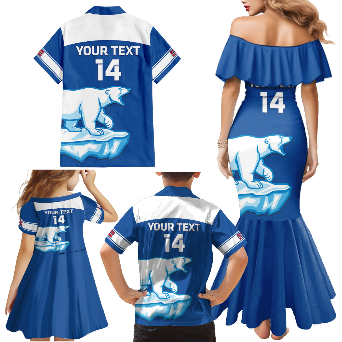Custom Norway Hockey Family Matching Mermaid Dress and Hawaiian Shirt Go Norge Polar - Wonder Print Shop
