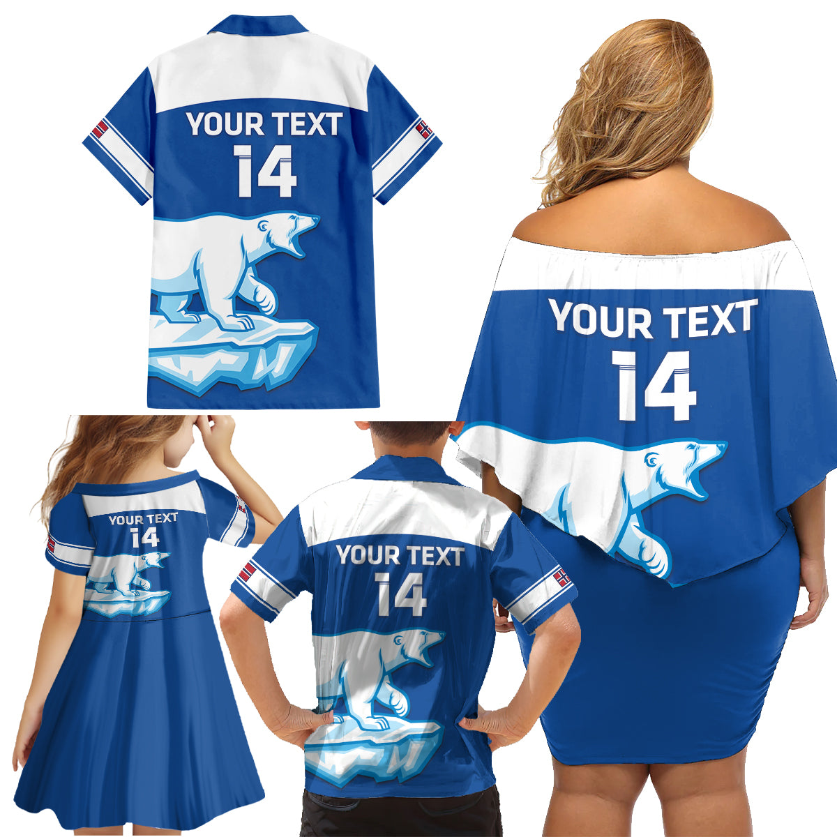 Custom Norway Hockey Family Matching Off Shoulder Short Dress and Hawaiian Shirt Go Norge Polar - Wonder Print Shop
