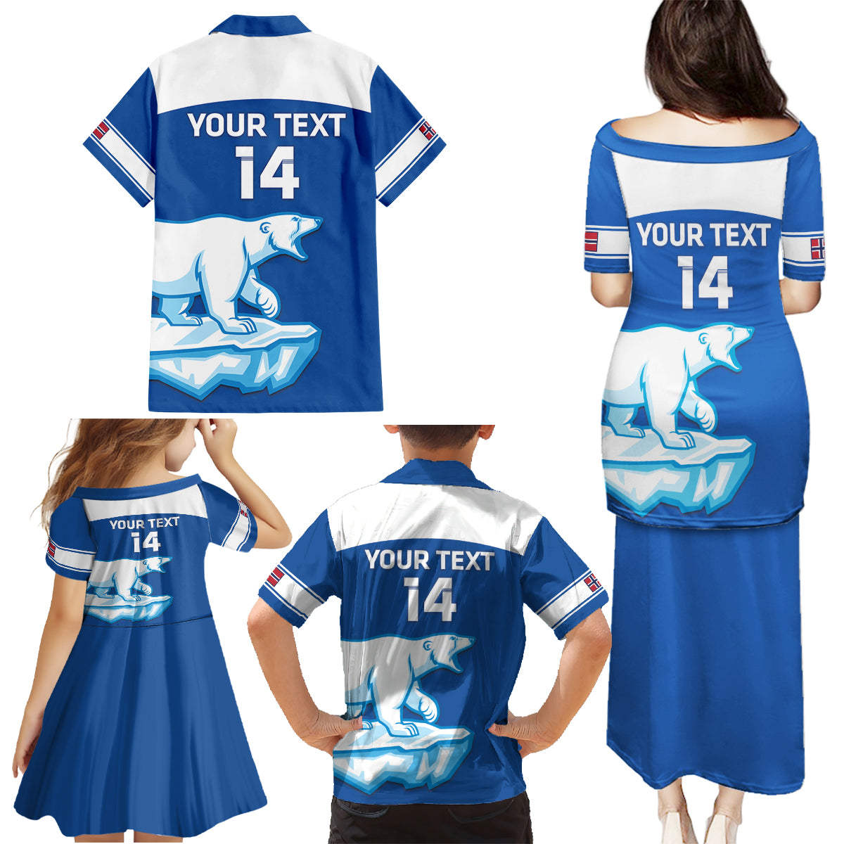 Custom Norway Hockey Family Matching Puletasi and Hawaiian Shirt Go Norge Polar - Wonder Print Shop