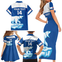 Custom Norway Hockey Family Matching Short Sleeve Bodycon Dress and Hawaiian Shirt Go Norge Polar - Wonder Print Shop