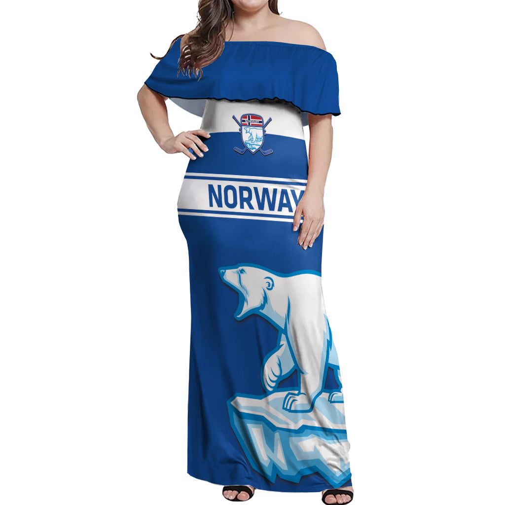 Custom Norway Hockey Off Shoulder Maxi Dress Go Norge Polar - Wonder Print Shop