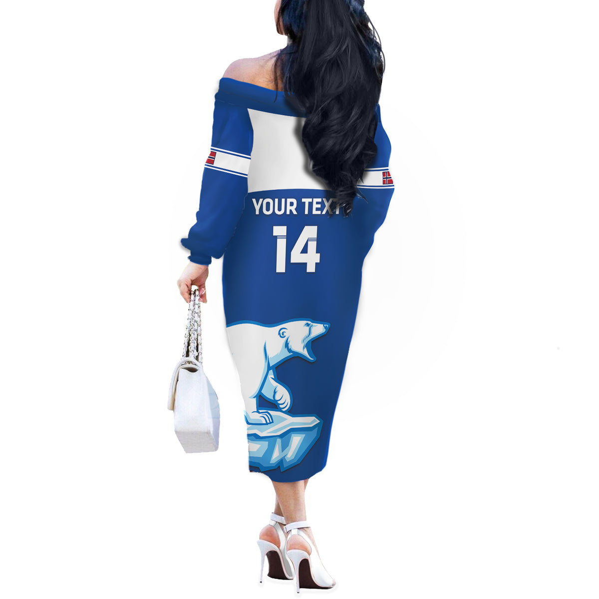Custom Norway Hockey Off The Shoulder Long Sleeve Dress Go Norge Polar - Wonder Print Shop