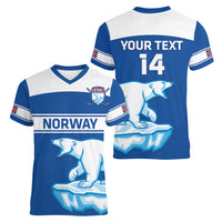 Custom Norway Hockey Women V-Neck T-Shirt Go Norge Polar - Wonder Print Shop