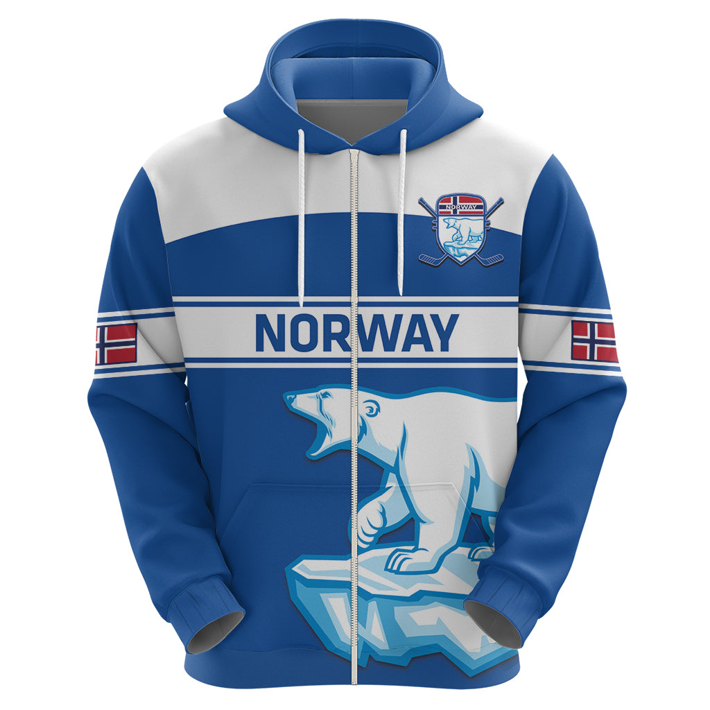 Custom Norway Hockey Zip Hoodie Go Norge Polar - Wonder Print Shop