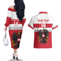 Custom Austria Hockey Couples Matching Off The Shoulder Long Sleeve Dress and Hawaiian Shirt Go Osterreich Eagles - Wonder Print Shop