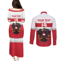 Custom Austria Hockey Couples Matching Puletasi and Long Sleeve Button Shirt Go Osterreich Eagles - Wonder Print Shop