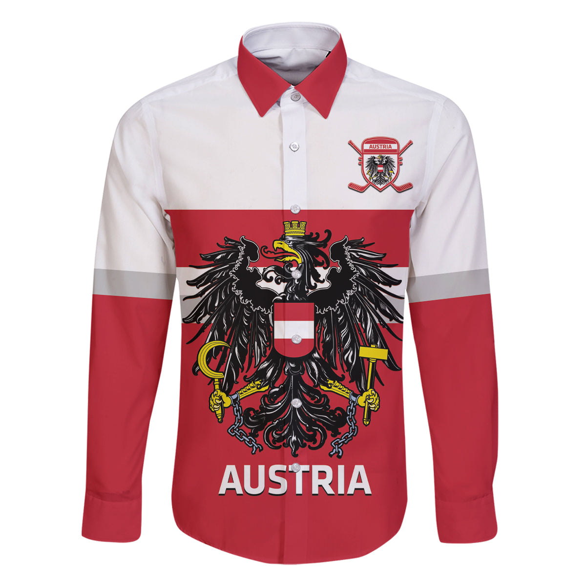 Custom Austria Hockey Family Matching Off Shoulder Maxi Dress and Hawaiian Shirt Go Osterreich Eagles - Wonder Print Shop