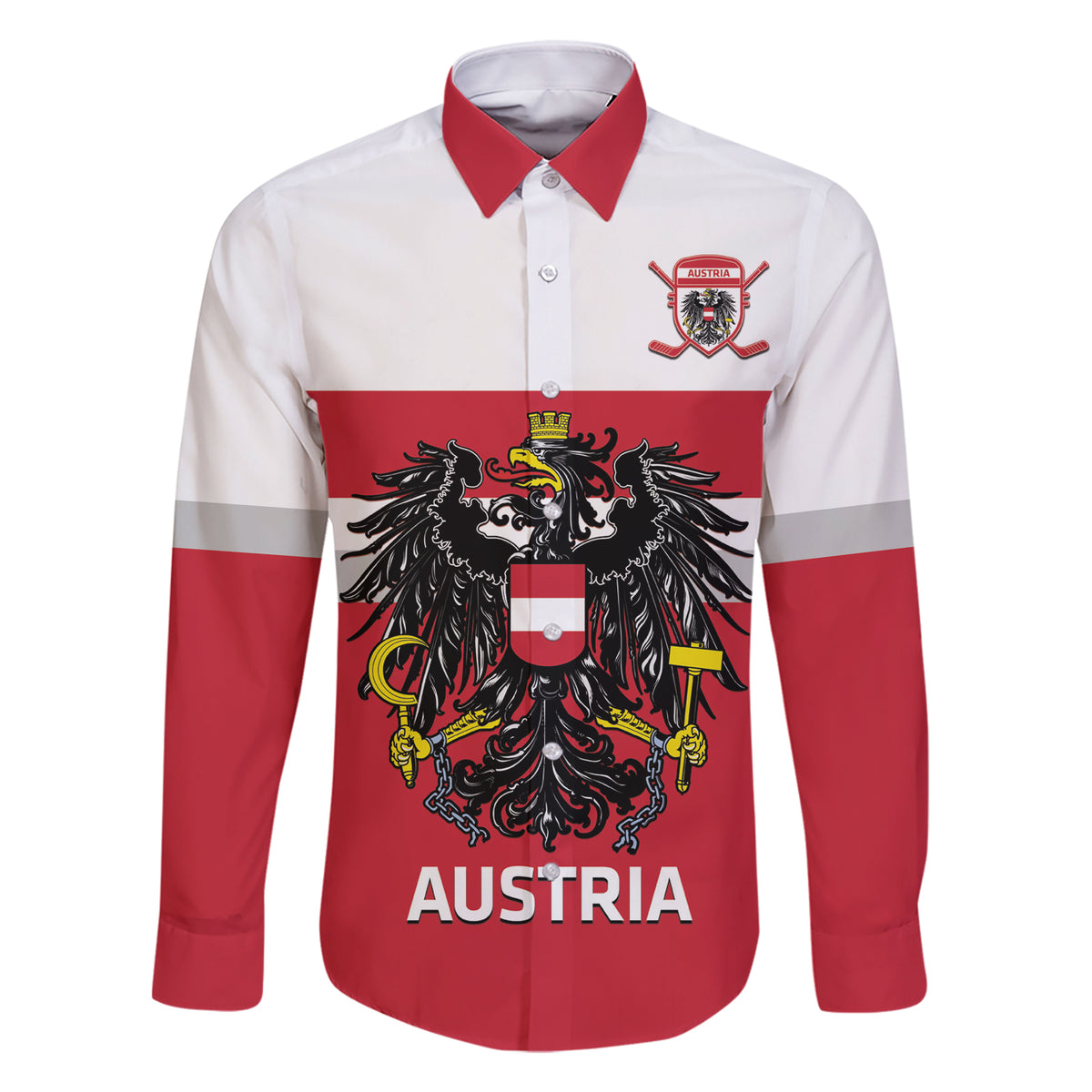 Custom Austria Hockey Family Matching Short Sleeve Bodycon Dress and Hawaiian Shirt Go Osterreich Eagles - Wonder Print Shop