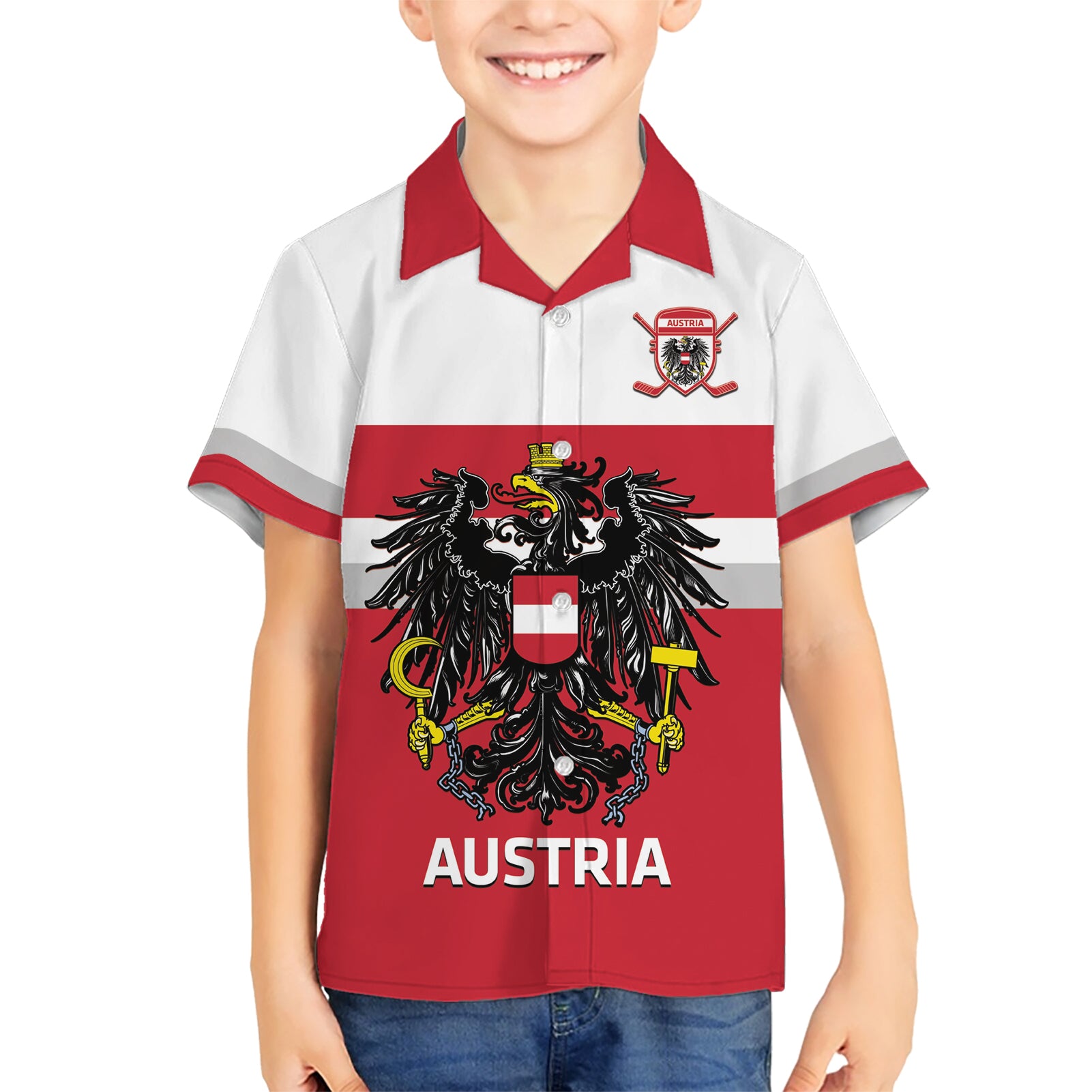 Custom Austria Hockey Kid Hawaiian Shirt Go Osterreich Eagles