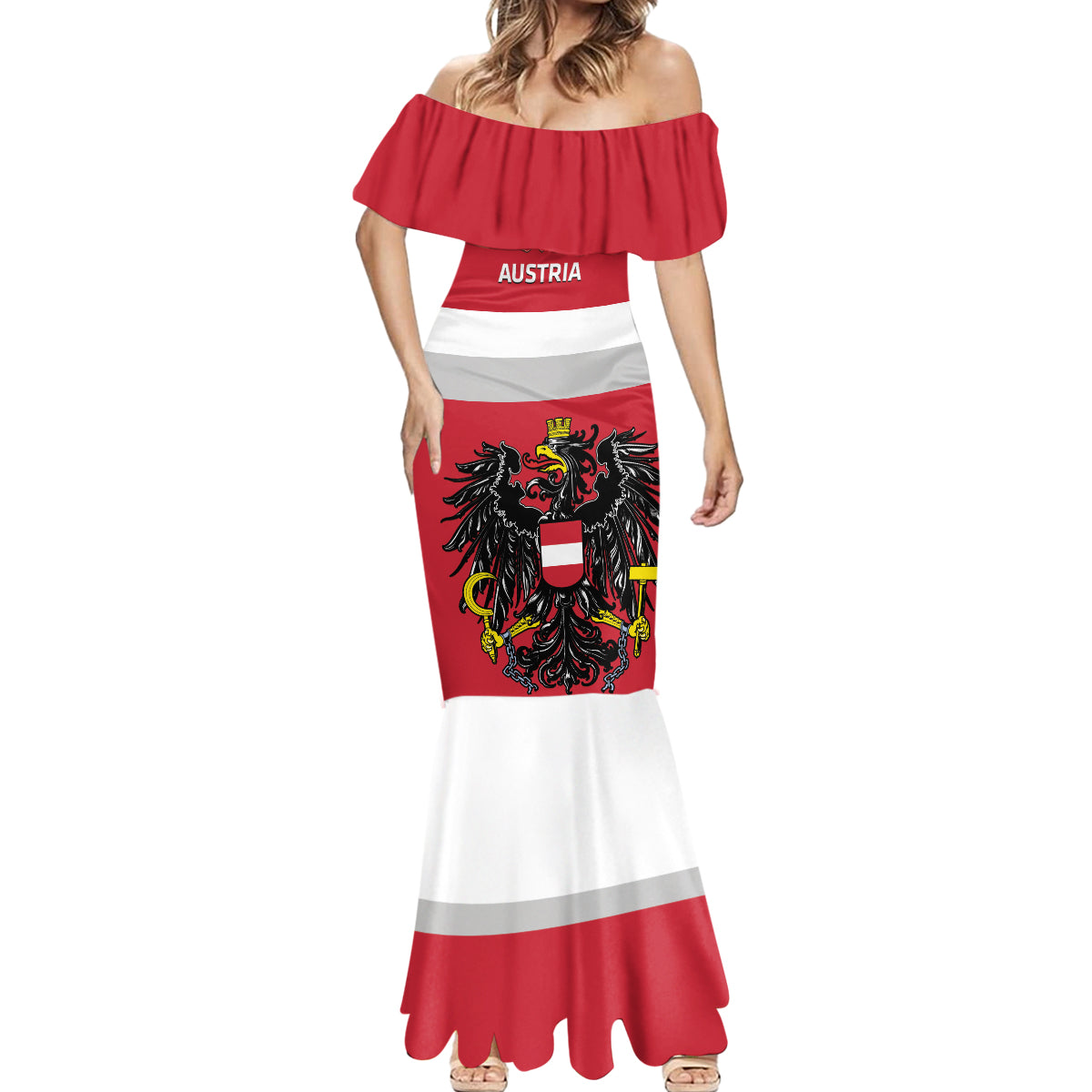 Custom Austria Hockey Mermaid Dress Go Osterreich Eagles - Wonder Print Shop