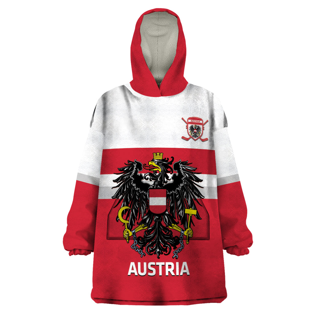 Custom Austria Hockey Wearable Blanket Hoodie Go Osterreich Eagles