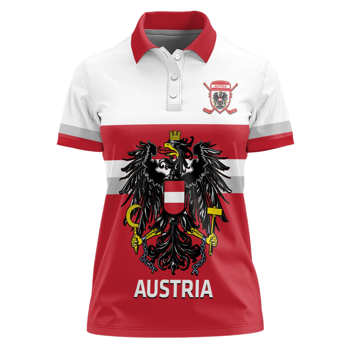 Custom Austria Hockey Women Polo Shirt Go Osterreich Eagles