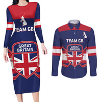 Custom Great Britain Hockey Couples Matching Long Sleeve Bodycon Dress and Long Sleeve Button Shirt Go GB Team - Wonder Print Shop
