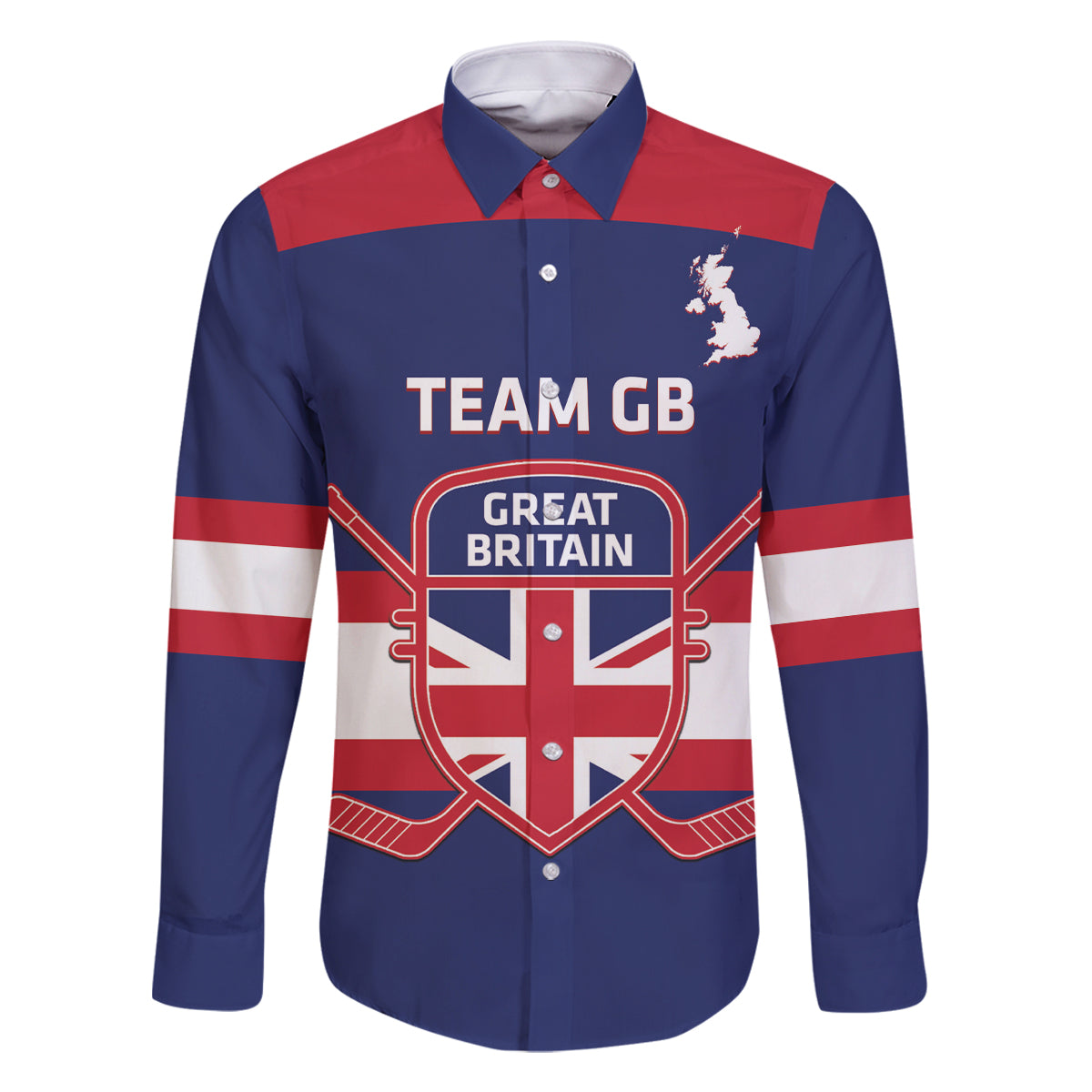 Custom Great Britain Hockey Family Matching Long Sleeve Bodycon Dress and Hawaiian Shirt Go GB Team - Wonder Print Shop