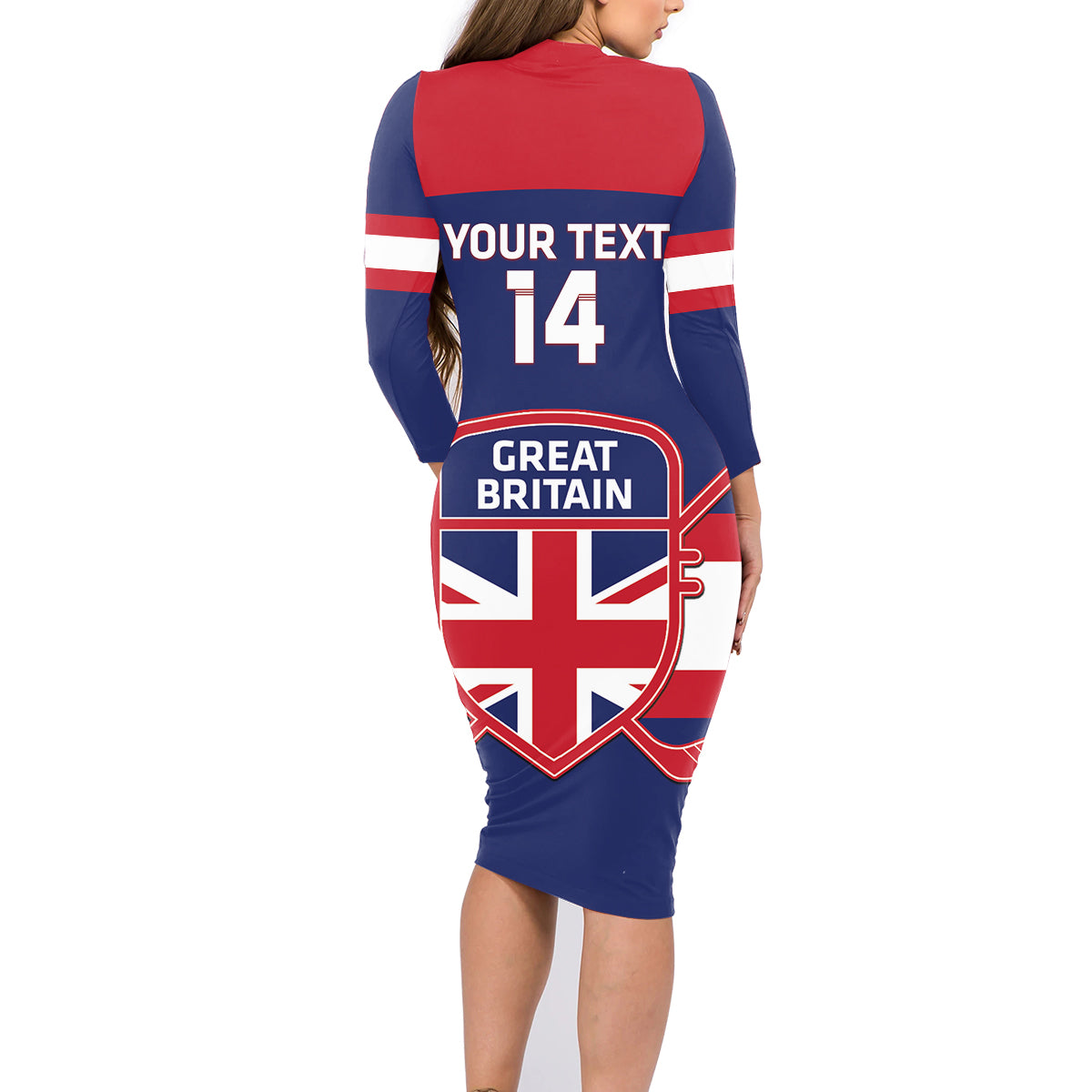 Custom Great Britain Hockey Family Matching Long Sleeve Bodycon Dress and Hawaiian Shirt Go GB Team - Wonder Print Shop
