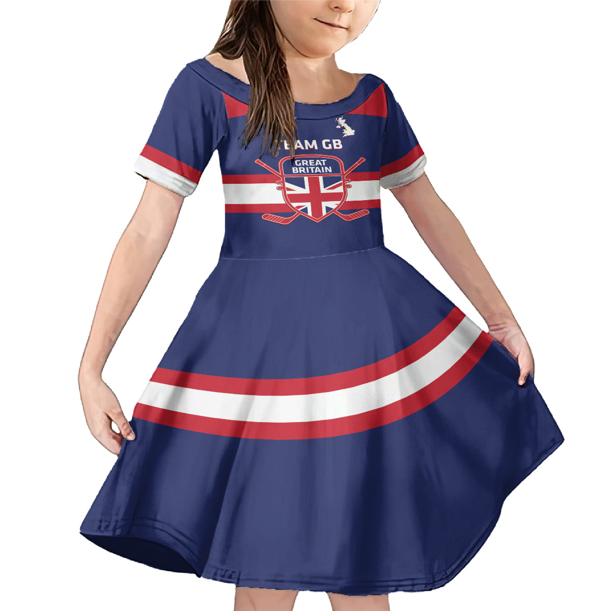 Custom Great Britain Hockey Family Matching Mermaid Dress and Hawaiian Shirt Go GB Team - Wonder Print Shop