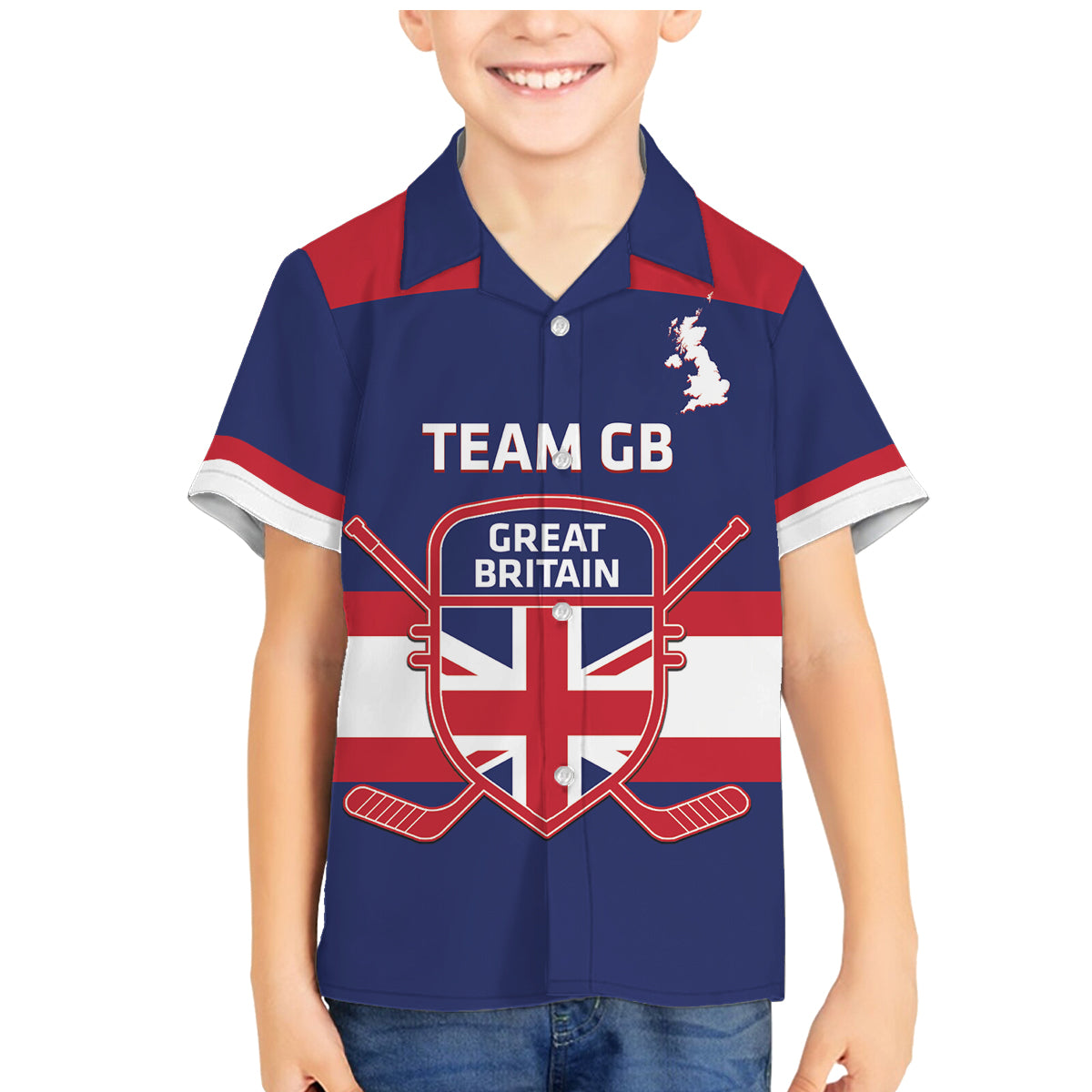 Custom Great Britain Hockey Family Matching Mermaid Dress and Hawaiian Shirt Go GB Team - Wonder Print Shop