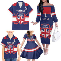 Custom Great Britain Hockey Family Matching Off The Shoulder Long Sleeve Dress and Hawaiian Shirt Go GB Team - Wonder Print Shop