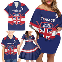 Custom Great Britain Hockey Family Matching Off Shoulder Short Dress and Hawaiian Shirt Go GB Team - Wonder Print Shop