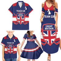 Custom Great Britain Hockey Family Matching Summer Maxi Dress and Hawaiian Shirt Go GB Team - Wonder Print Shop