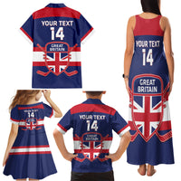 Custom Great Britain Hockey Family Matching Tank Maxi Dress and Hawaiian Shirt Go GB Team - Wonder Print Shop