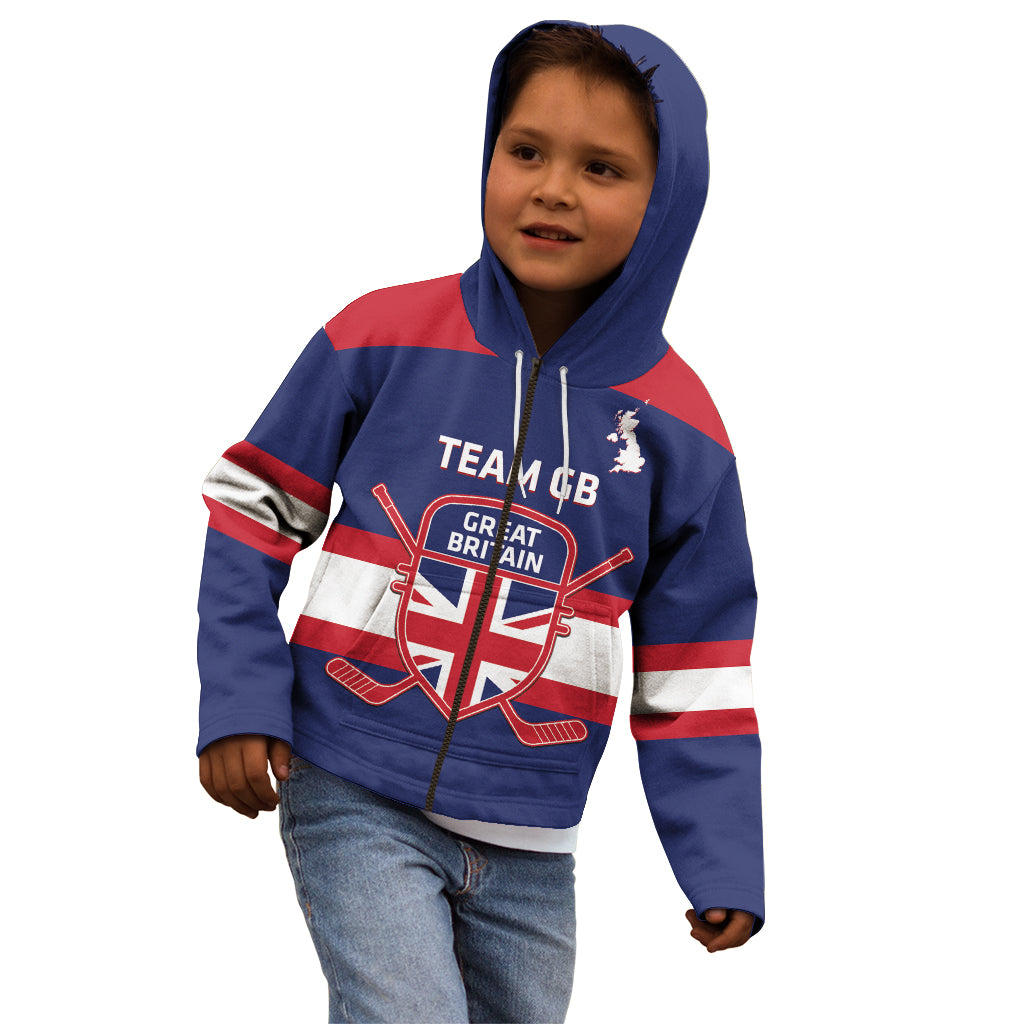 Custom Great Britain Hockey Kid Hoodie Go GB Team - Wonder Print Shop