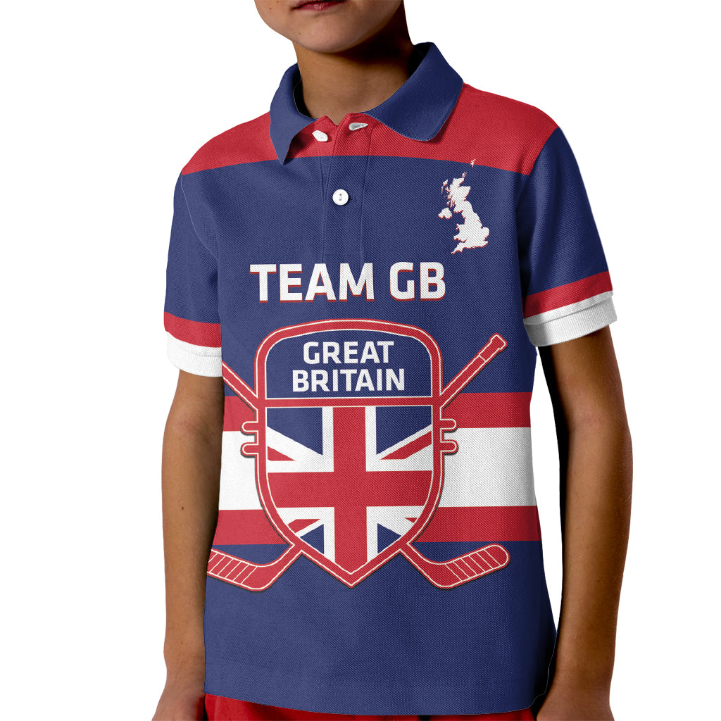 Custom Great Britain Hockey Kid Polo Shirt Go GB Team - Wonder Print Shop