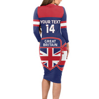Custom Great Britain Hockey Long Sleeve Bodycon Dress Go GB Team - Wonder Print Shop