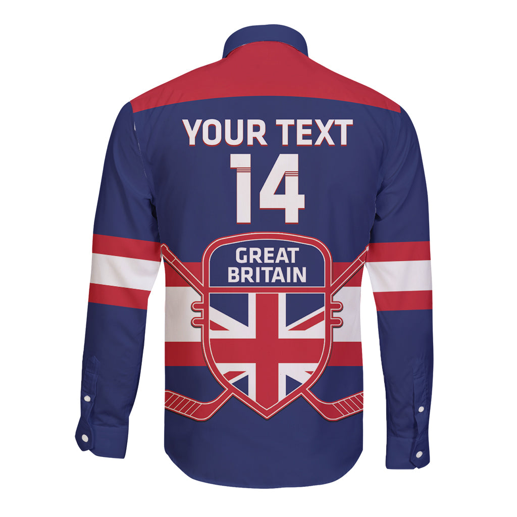 Custom Great Britain Hockey Long Sleeve Button Shirt Go GB Team - Wonder Print Shop