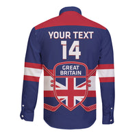 Custom Great Britain Hockey Long Sleeve Button Shirt Go GB Team - Wonder Print Shop