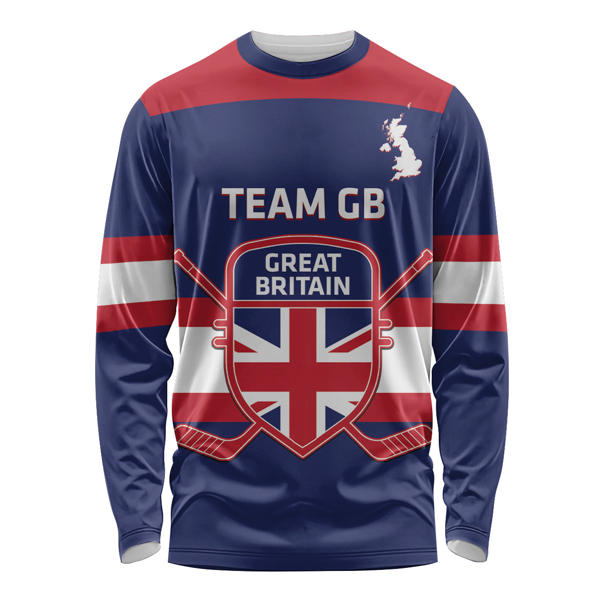 Custom Great Britain Hockey Long Sleeve Shirt Go GB Team - Wonder Print Shop