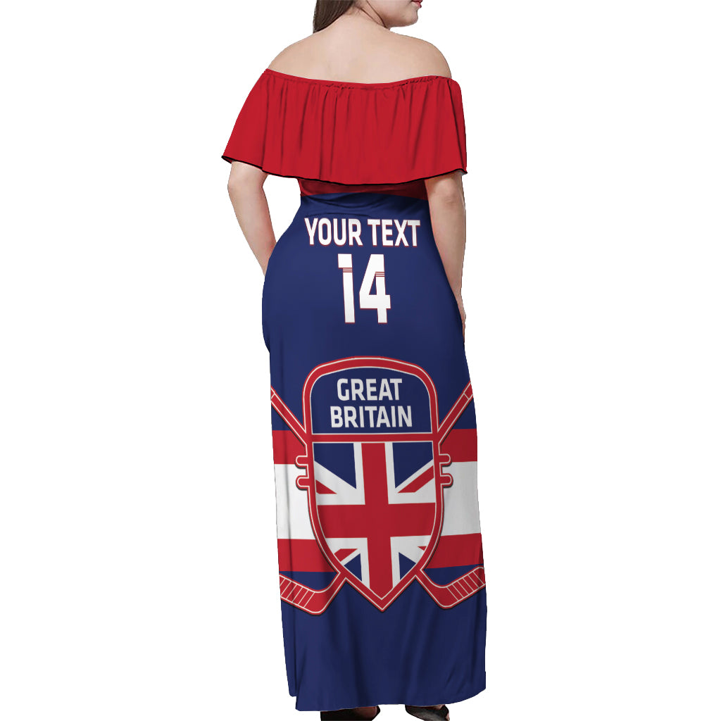 Custom Great Britain Hockey Off Shoulder Maxi Dress Go GB Team - Wonder Print Shop