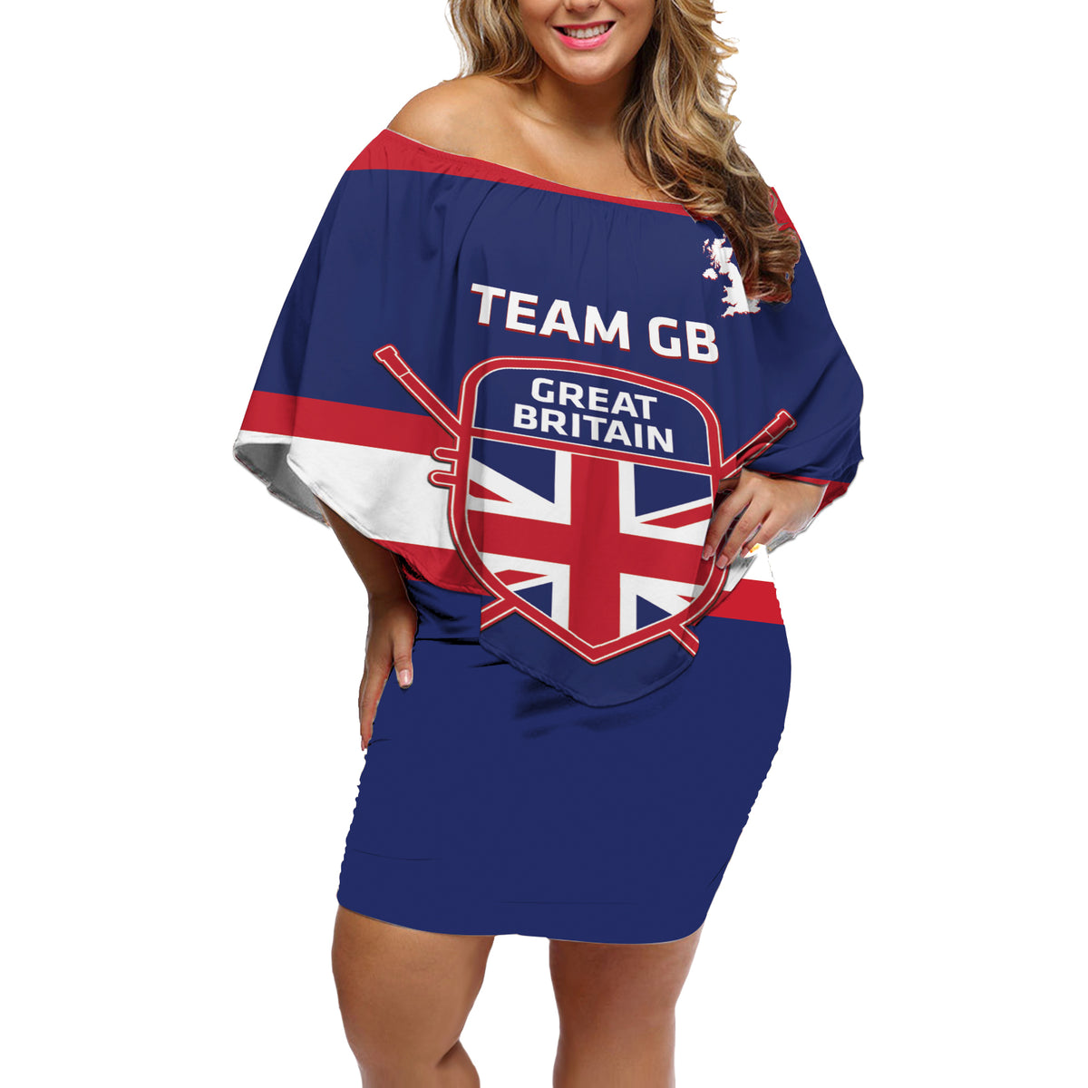 Custom Great Britain Hockey Off Shoulder Short Dress Go GB Team - Wonder Print Shop