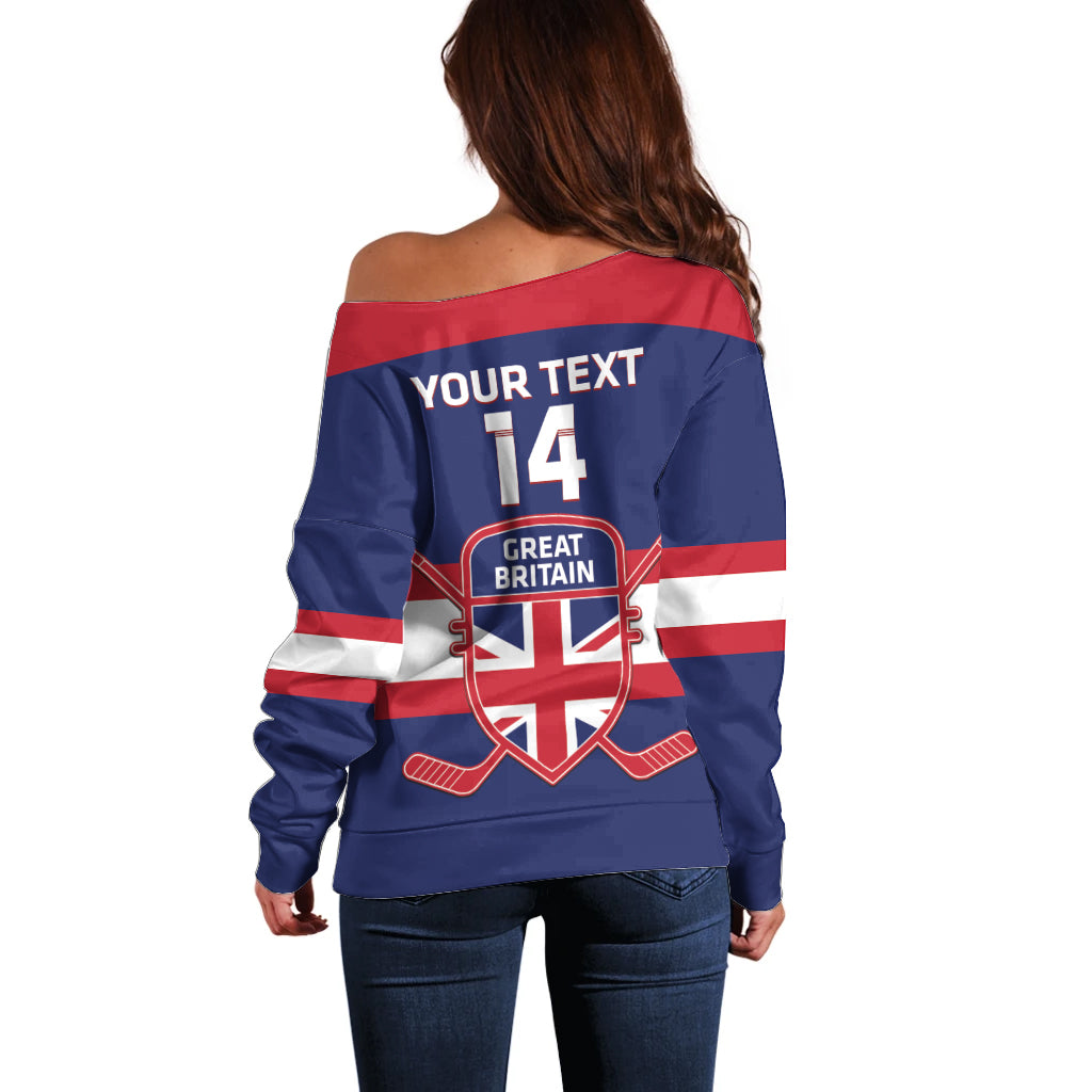 Custom Great Britain Hockey Off Shoulder Sweater Go GB Team - Wonder Print Shop