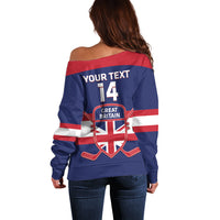Custom Great Britain Hockey Off Shoulder Sweater Go GB Team - Wonder Print Shop