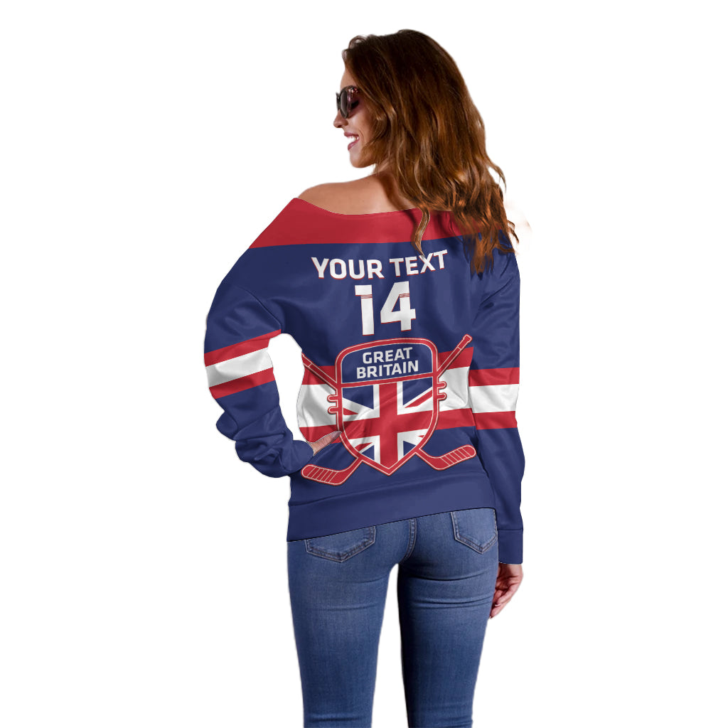 Custom Great Britain Hockey Off Shoulder Sweater Go GB Team - Wonder Print Shop