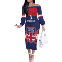 Custom Great Britain Hockey Off The Shoulder Long Sleeve Dress Go GB Team - Wonder Print Shop
