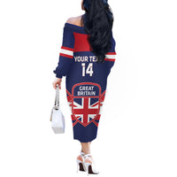 Custom Great Britain Hockey Off The Shoulder Long Sleeve Dress Go GB Team - Wonder Print Shop