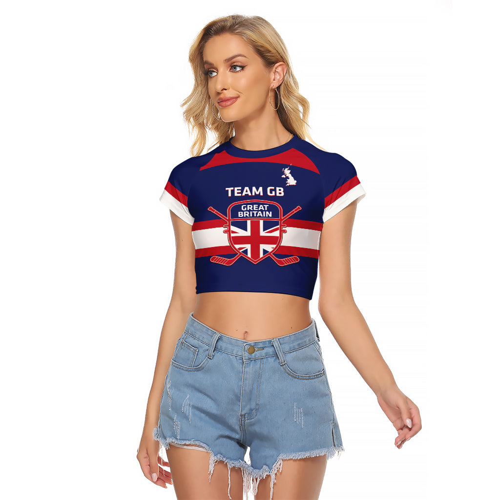 Custom Great Britain Hockey Raglan Cropped T Shirt Go GB Team - Wonder Print Shop