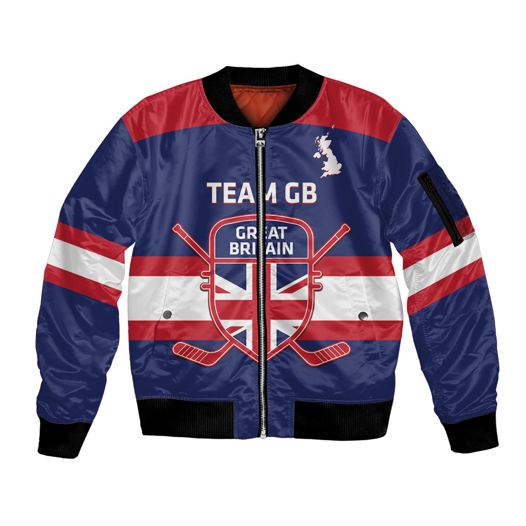 Custom Great Britain Hockey Sleeve Zip Bomber Jacket Go GB Team - Wonder Print Shop