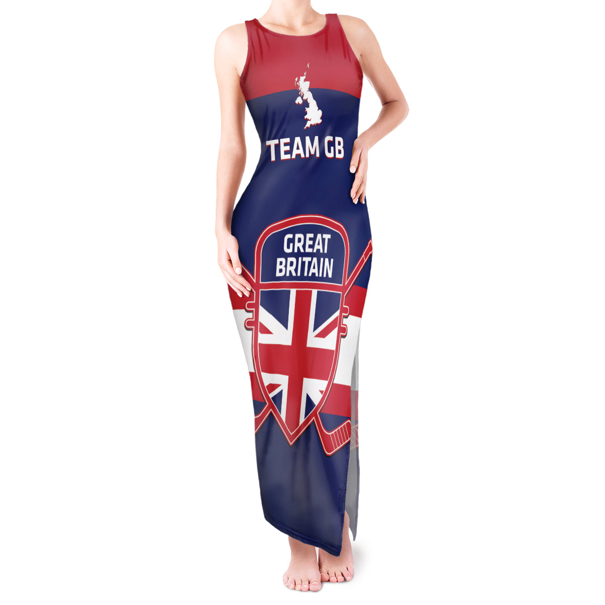 Custom Great Britain Hockey Tank Maxi Dress Go GB Team - Wonder Print Shop