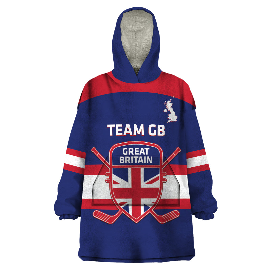 Custom Great Britain Hockey Wearable Blanket Hoodie Go GB Team - Wonder Print Shop